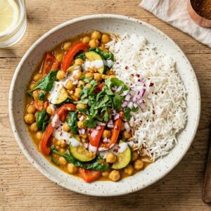Garbanzos masala con arroz